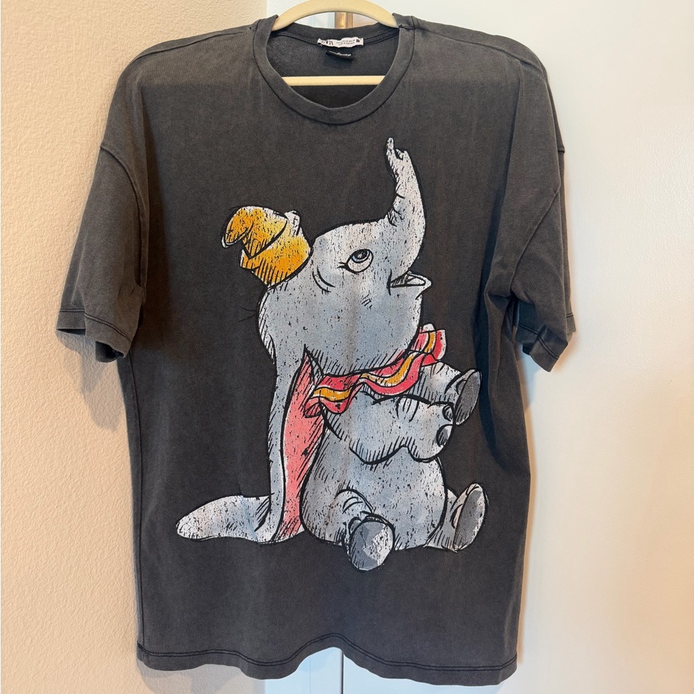 Zara Black Graphic Dumbo Tee with Yellow & Pink Accents